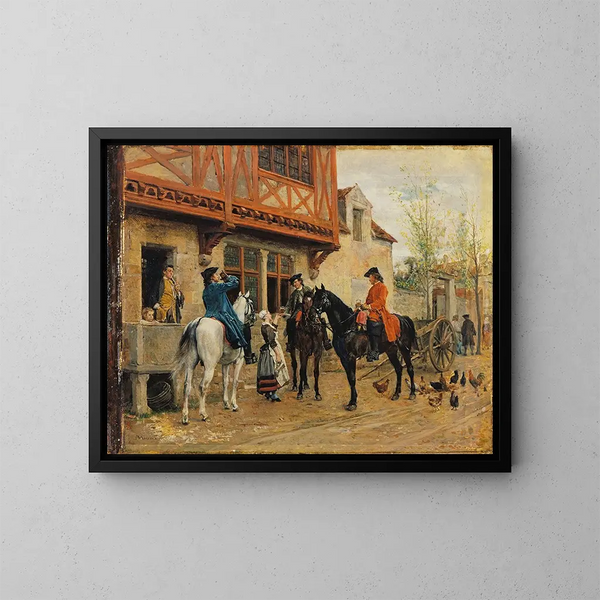 Halt in een herberg - Ernest Meissonier — ingelijst kunstwerk aan de muur