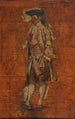 Personage staand in Louis XV-kostuum schets voor de Jeu de Boules creatiefase studie - Ernest Meissonier — weergave van het kunstwerk