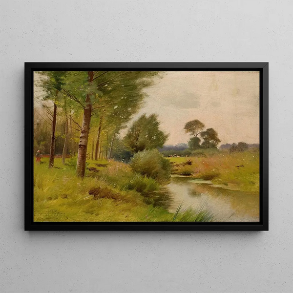 op de rivier Housatonic Connecticut - Ernest Parton — ingelijst kunstwerk aan de muur