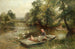 Voeden van de eenden - Ernest Walbourn — weergave van het kunstwerk