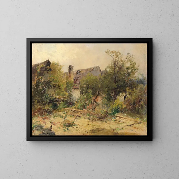 Landscape with Peasant's House - Ernestine von Kirchsberg — framed artwork on a wall