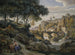Landschap van Italiaanse bergen met stenen brug - Ernst Fries — weergave van het kunstwerk
