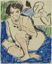 Zittend met een boek - Ernst Ludwig Kirchner — weergave van het kunstwerk