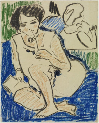 Ernst Ludwig Kirchner - Hockende mit Buch.webp