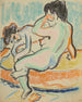 Zittend en liggend naakt op het bed - Ernst Ludwig Kirchner — weergave van het kunstwerk