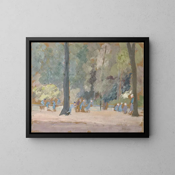 Playing in a Public Park - Ernst Schiess — framed artwork on a wall