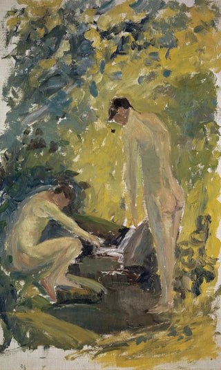 Ernst Schiess - Seated Boy with Strawhat at the Beach.webp