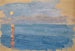 Zonsondergang boven een baai door de zee - Ernst Schiess — weergave van het kunstwerk