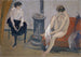 Twee vrouwen bij een kachel - Ernst Schiess — weergave van het kunstwerk