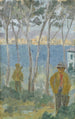 Vue sur une baie vers une ville du Sud - Ernst Schiess — weergave van het kunstwerk