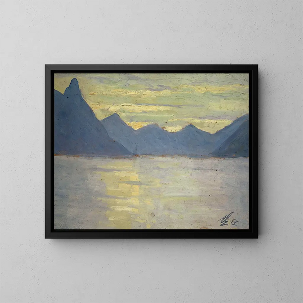 van Lugano meerzicht richting de bergen van Porlezza - Ernst Schiess — ingelijst kunstwerk aan de muur