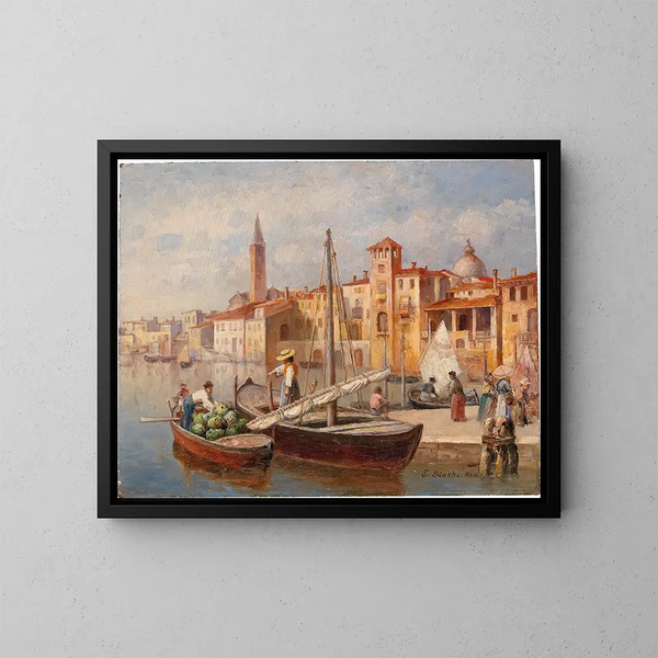 Port Italië - Ernst Stache — ingelijst kunstwerk aan de muur