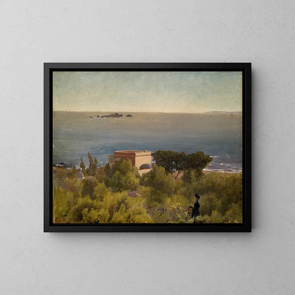 House by the Sea Painting - Ernst Stückelberg — framed artwork on a wall