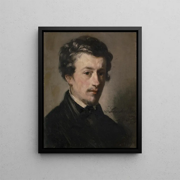 Portrait painting of the artist Daniel Ostermann 1830-1853 - Ernst Stückelberg — framed artwork on a wall