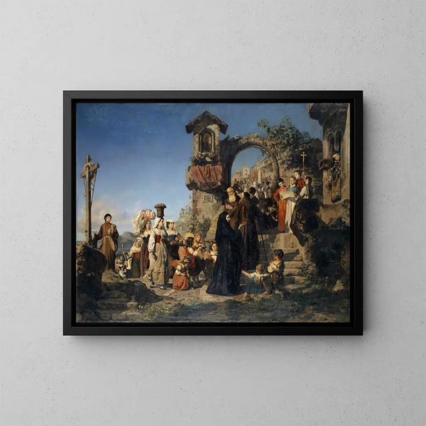La fête de Sainte Marie dans les montagnes sabines - Ernst Stückelberg — framed artwork on a wall