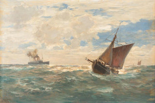 Erwin Carl Wilhelm Gnther - Steamer and sailing boats on open sea.webp