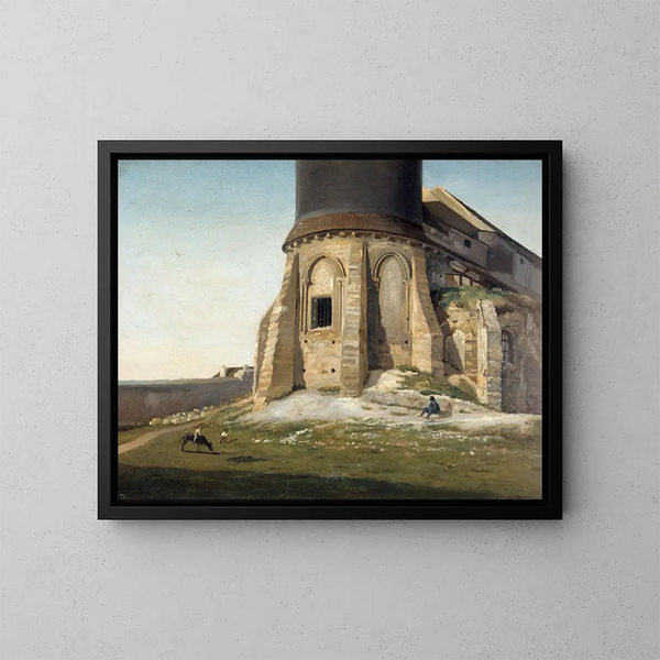 L'église de Montmartre with the Chappe telegraph tower - Étienne Bouhot — framed artwork on a wall