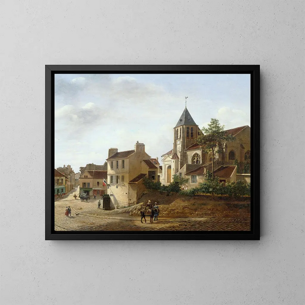 View of the Saint-Germain-des-Prés Church - Étienne Bouhot — framed artwork on a wall