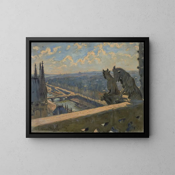 View of Paris taken from Notre-Dame Cathedral - Etienne Moreau-Nélaton — framed artwork on a wall