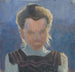 Studie van het hoofd van een meisje op een blauwe achtergrond - Frida Konstantin — weergave van het kunstwerk