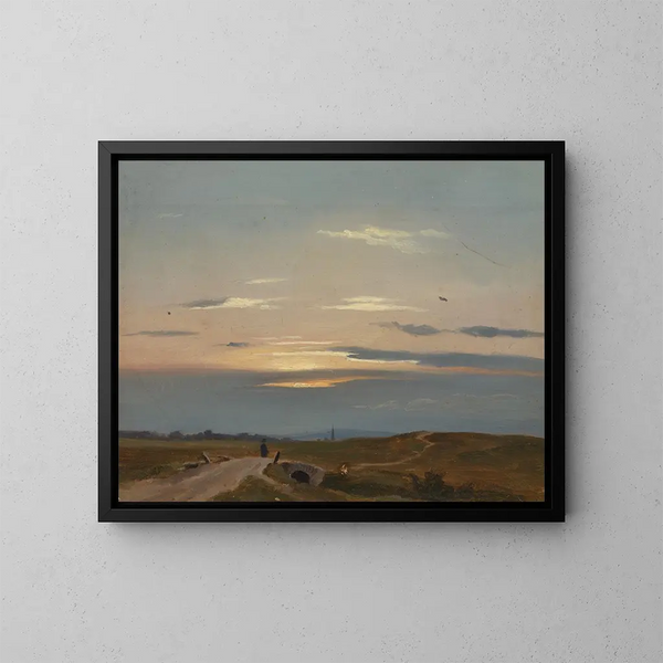 Evening Landscape - Eugen Bracht — framed artwork on a wall