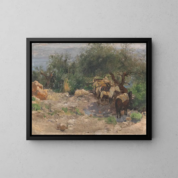 La source Ain Djiddy au bord de la mer Morte - Eugen Bracht — framed artwork on a wall
