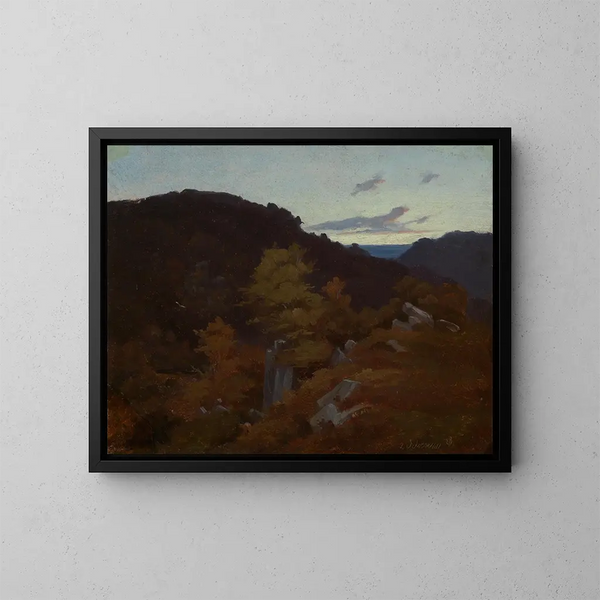 Landscape Painting near Bernau - Eugen Bracht — framed artwork on a wall