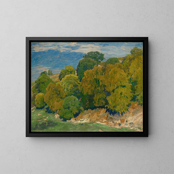 Slope with Beeches - Eugen Bracht — framed artwork on a wall