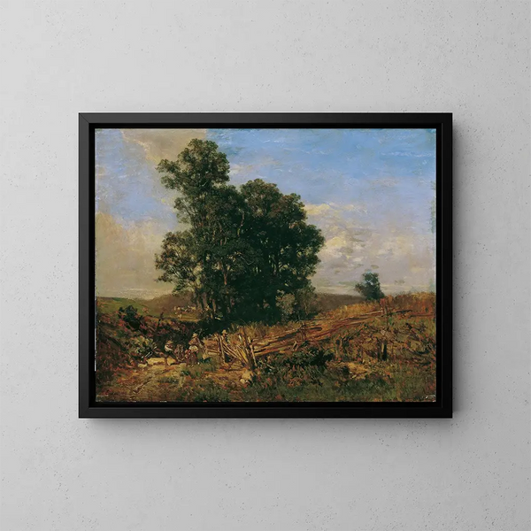 Group of Trees by the Roadside - Eugen Jettel — framed artwork on a wall