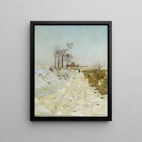 Route creuse en hiver - Eugen Jettel — framed artwork on a wall