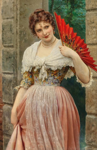Eugen von Blaas - A Young Lady with a Red Fan.webp