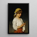 Young girl knitting with a scarf - Eugen von Blaas — framed artwork on a wall