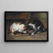 Twee katten met een prooi - Eugène Remy Maes — ingelijst kunstwerk aan de muur