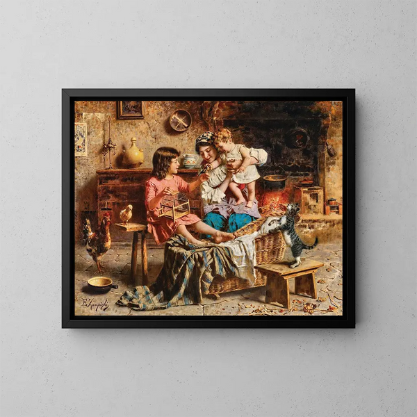A feathered friend - Eugenio Zampighi — framed artwork on a wall