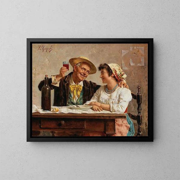 A Good Drop - Eugenio Zampighi — framed artwork on a wall