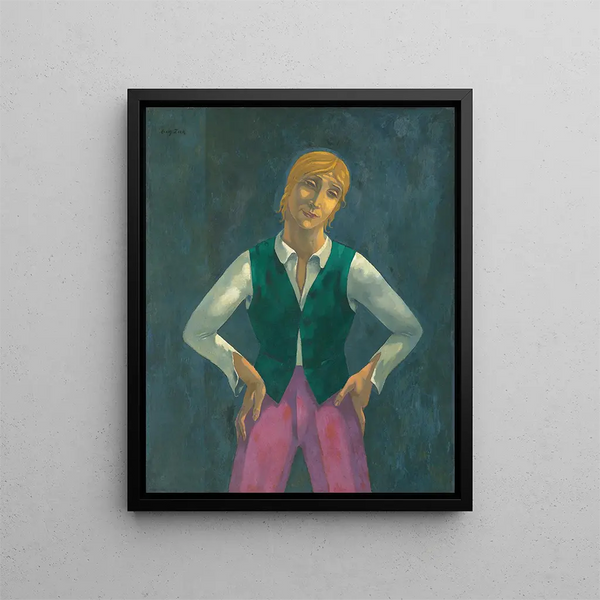 Boy in His Green Coat - Eugeniusz Zak — framed artwork on a wall