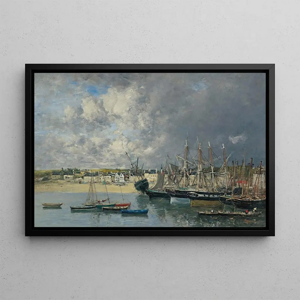 Bateaux ancrés dans le port de Portrieux - Eugène Boudin — framed artwork on a wall