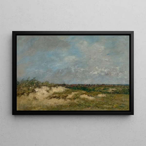 Berck, the dunes in stormy weather - Eugène Boudin — framed artwork on a wall