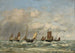 Berck, de vertrek van de boten - Eugène Boudin — weergave van het kunstwerk