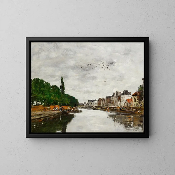 Canal aux environs de Bruxelles - Eugène Boudin — framed artwork on a wall