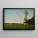Boerderij en weide aan de oevers van de Touques - Eugène Boudin — ingelijst kunstwerk aan de muur