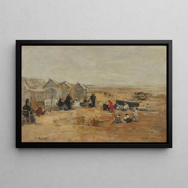 Deauville Beach Scene - Eugène Boudin — framed artwork on a wall