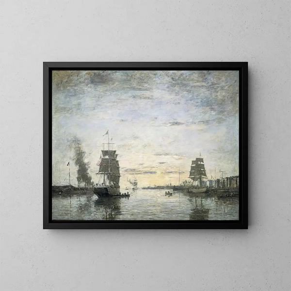 Entry of the port, Le Havre - Eugène Boudin — framed artwork on a wall