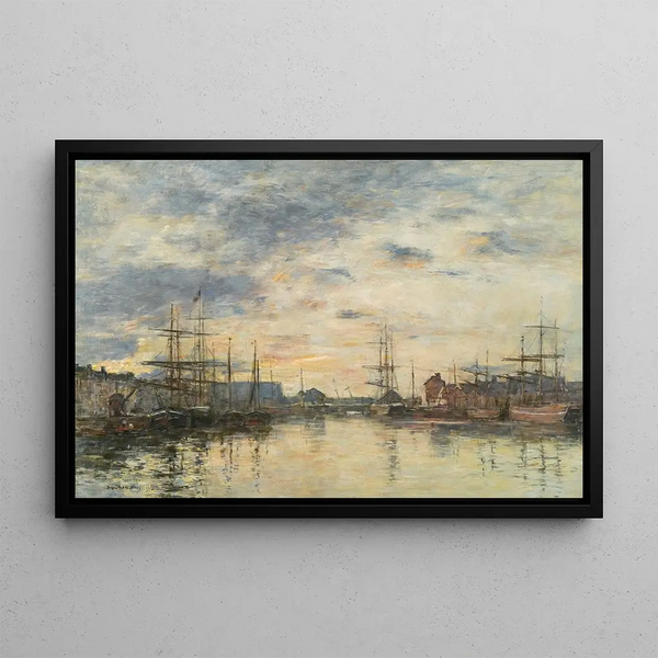Fécamp, de haven bij zonsondergang - Eugène Boudin — ingelijst kunstwerk aan de muur