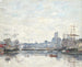 De haven bij mistig weer - Eugène Boudin — weergave van het kunstwerk