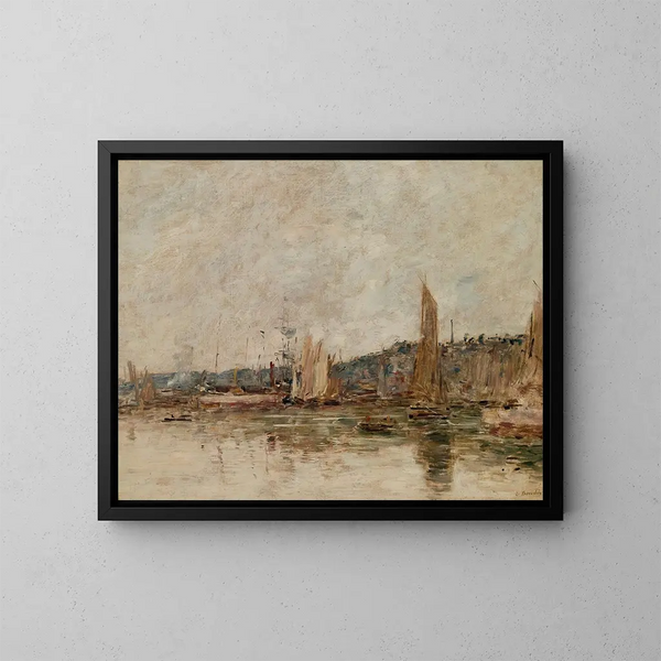 Honfleur, de haven in de ochtend - Eugène Boudin — ingelijst kunstwerk aan de muur