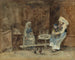 Bretonse interieur, materniteit - Eugène Boudin — weergave van het kunstwerk