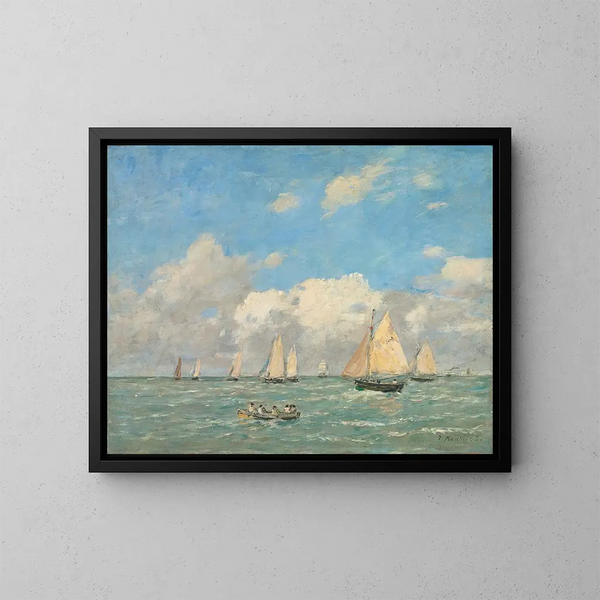 La Sortie des barques à Trouville - Eugène Boudin — ingelijst kunstwerk aan de muur