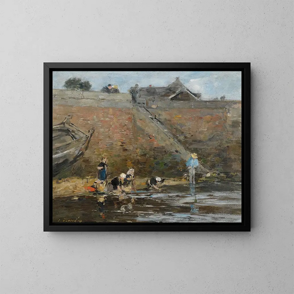 Laveuses aan de rand van een rivier - Eugène Boudin — ingelijst kunstwerk aan de muur