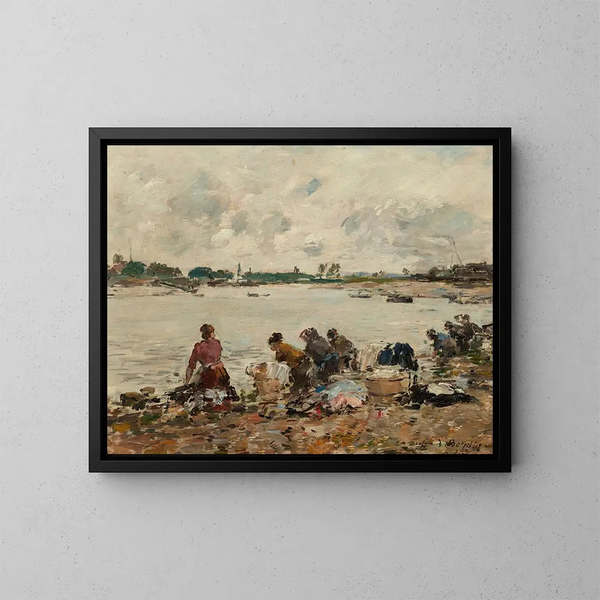 Laveuses aan de rand van de Touques - Eugène Boudin — ingelijst kunstwerk aan de muur